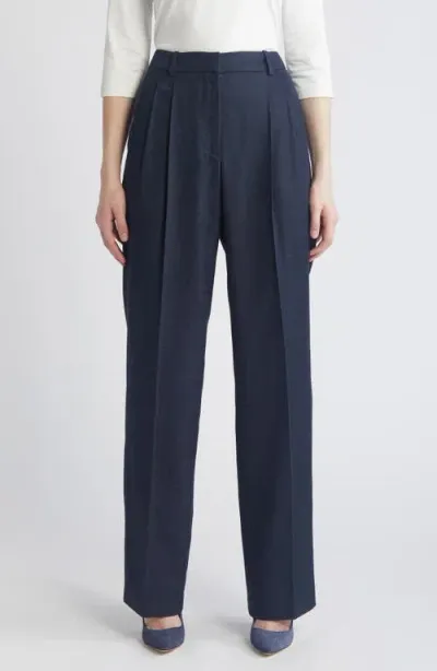 Hugo Boss Boss Taleco Pleated Wide Leg Trousers In Indigo