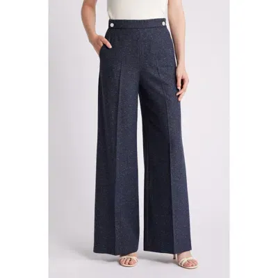 Hugo Boss Boss Tupita Wide Leg Wool Blend Sailor Pants In Sky Captain Mini Slub