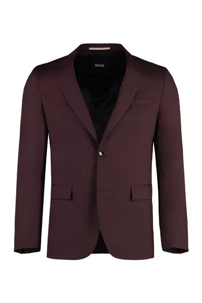 Hugo Boss Boss Virgin Wool Two-pieces Suit In Red