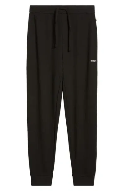 Hugo Boss Boss Waffle Cotton Blend Pajama Joggers In Black