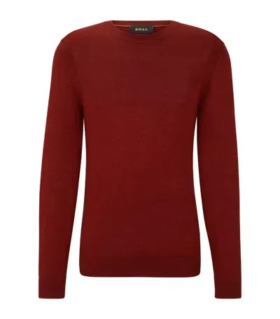 Hugo Boss Boss Wool-silk-cashmere Sweater In Red