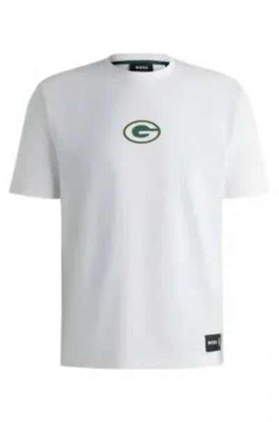 Hugo Boss Boss X Nfl Stretch-cotton T-shirt With Special Branding In Packers