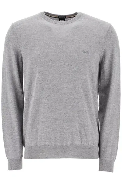 Hugo Boss Botto Light Wool Sweater In Grey