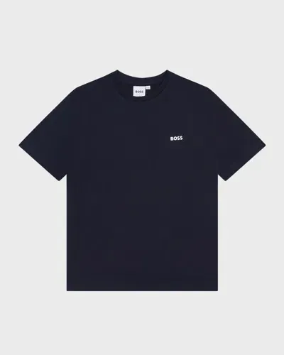 Hugo Boss Kids' Boy's Classic Logo-print T-shirt In Blue