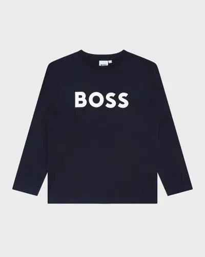 Hugo Boss Kids' Boy's Classic Logo-print T-shirt In Navy