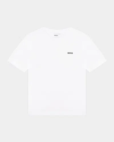 Hugo Boss Kids' Boy's Contrast Logo-print T-shirt In White