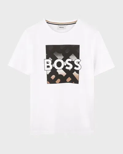 Hugo Boss Kids' Boy's Gradient Logo-print T-shirt In White