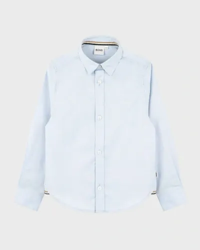 Hugo Boss Kids' Boy's Long-sleeve Cotton Oxford Shirt In Blue