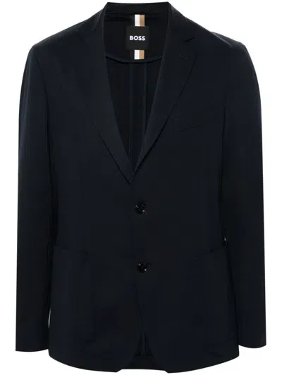 Hugo Boss C-hanry Tech Blend Wool Jacket In Dark Blue