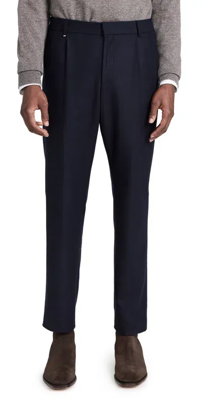 Hugo Boss Peter Wool Blend Pants In Dark Blue