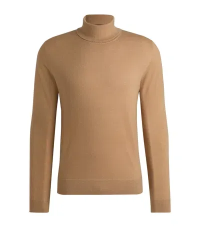 Hugo Boss Cashmere Rollneck Sweater In Beige