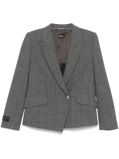 Hugo Boss Checked Blazer In Grey