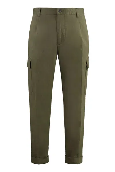 Hugo Boss Cotton Cargo-trousers In Green