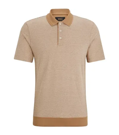 Hugo Boss Cotton-cashmere Polo Shirt In Beige