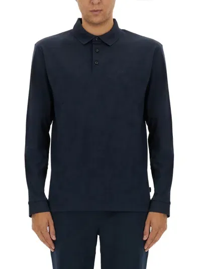 Hugo Boss Cotton Polo In Blue