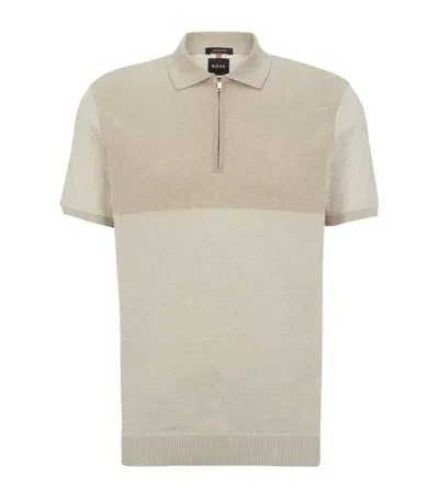 Hugo Boss Cotton-silk Polo Shirt In Beige