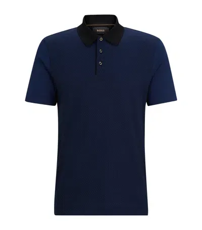 Hugo Boss Cotton-silk Polo Shirt In Blue