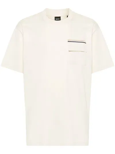 Hugo Boss Cotton T-shirt In Neutrals