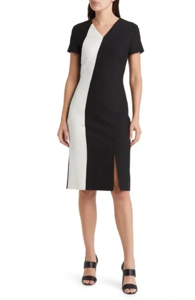 Hugo Boss Dahota Colorblock Sheath Dress In Black