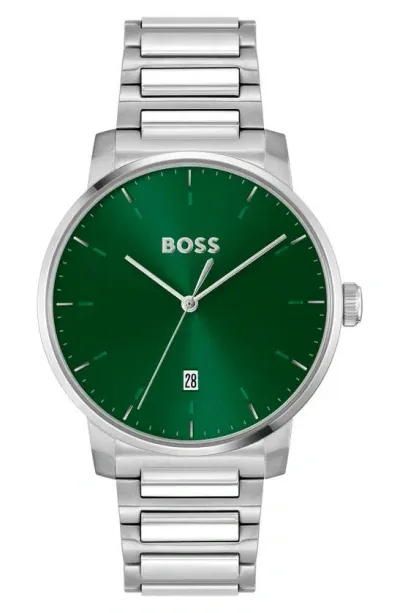 Hugo Boss Boss Dean Bracelet Watch, 41mm In Green/silver