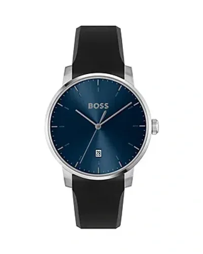 Hugo Boss Men's Dean Quartz Basic Calendar Black Silicone Watch 41mm In Assorted-pre-pack