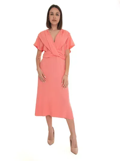 Hugo Boss Debasa Dress In Cady In Coral Red