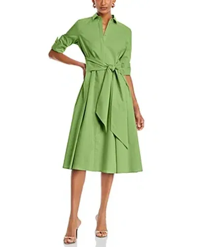 Hugo Boss Debra Tie Waist Shirt Dress In Open Green