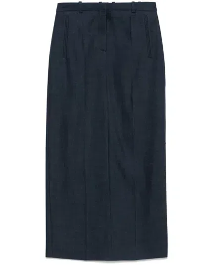 Hugo Boss Denim-effect Maxi Skirt In Blue