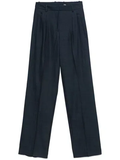 Hugo Boss Denim-effect Twill Trousers In Blue