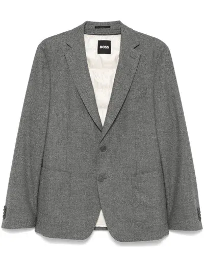 Hugo Boss Detachable-lining Blazer In Grey