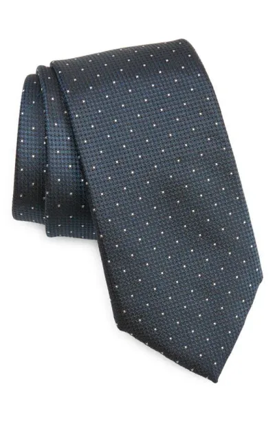 Hugo Boss Dot Silk Tie In Dark Blue