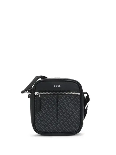 Hugo Boss Double B-monogram Shoulder Bag In Black