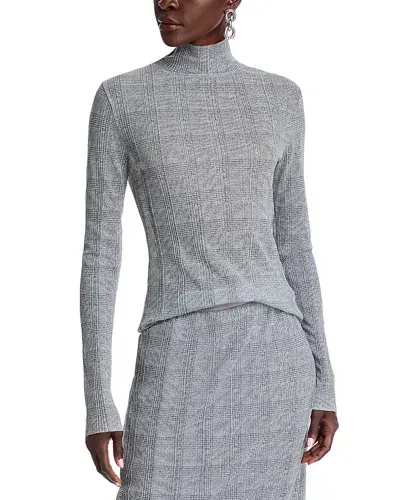 Hugo Boss Emata Mesh Top In Light Grey Glencheck