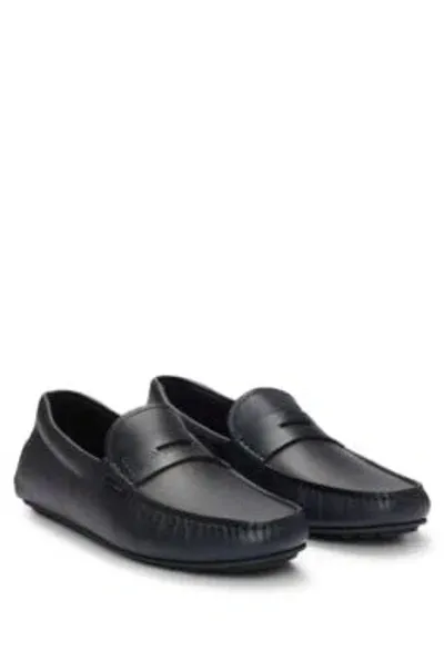 Hugo Boss Noel Mens Leather Driving Moccasins In Black 001