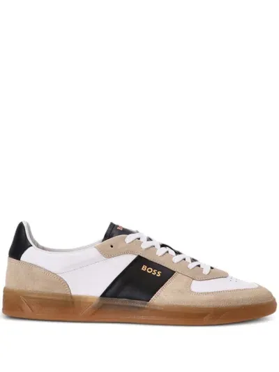 Hugo Boss Embossed-logo Trainers In Beige