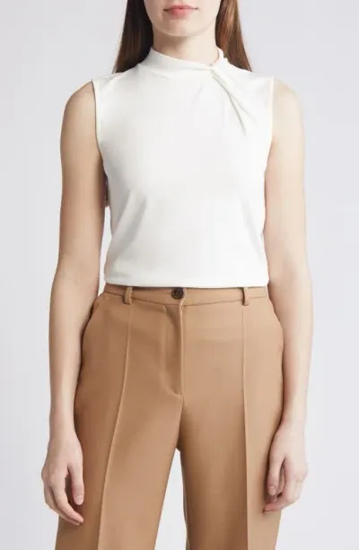 Hugo Boss Emise Mock Neck Sleeveless Top In Soft Cream