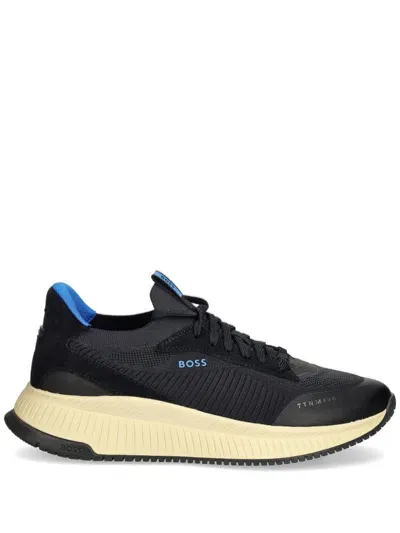 Hugo Boss Ttnm Evo Mens Trainers With Knitted Uppers In Open Blue 464