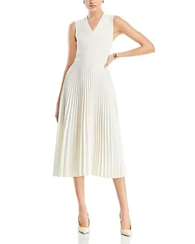 Hugo Boss Farara Pleated Dress In Open White