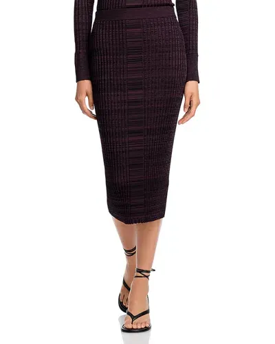 Hugo Boss Farmina Ribbed Midi Skirt In Nightfall Burgundy