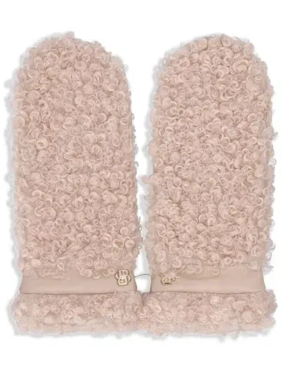 Hugo Boss Faux-teddy Mittens In Neutrals