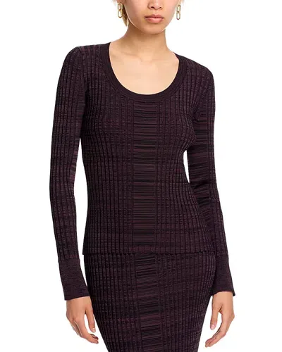 Hugo Boss Firama Ribbed Top In Nightfall Burgundy