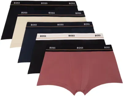 Hugo Boss Five-pack Multicolor Jacquard-logo Boxers In Open Misc. 988