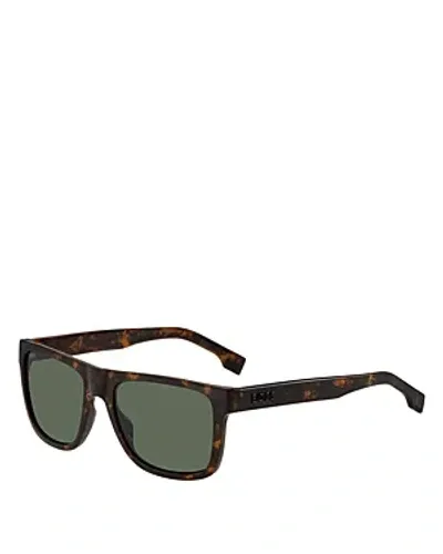 Hugo Boss Men's Boss1647s 55mm Rectangular Sunglasses In Dark Havana Green