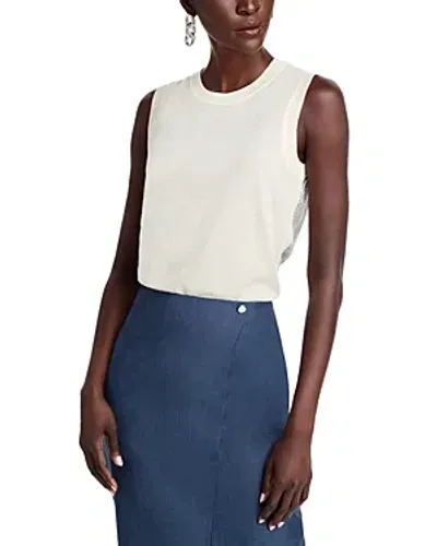 Hugo Boss Sleeveless Fine-ribbed Top In Soft Cream