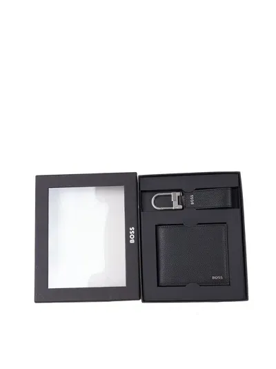 Hugo Boss Gbbm Set Wallet And Keyring In Black