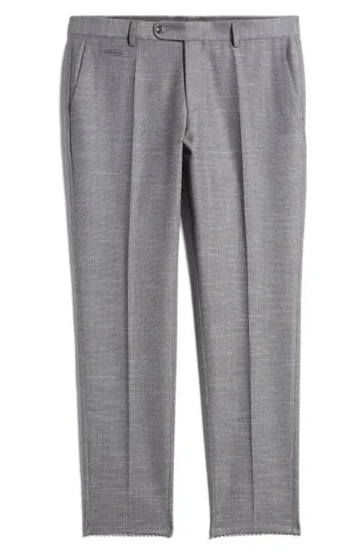 Hugo Boss Genius Flat Front Slub Wool Blend Dress Pants In Silver