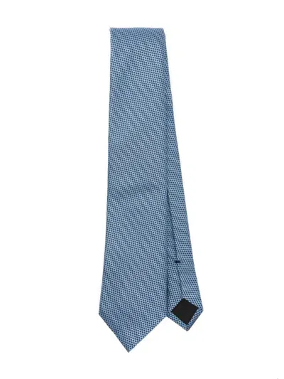 Hugo Boss Geometric-pattern Tie In Blue