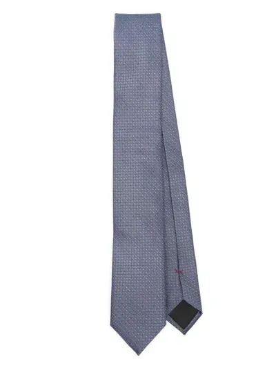 Hugo Boss Geometric-pattern Tie In Blue