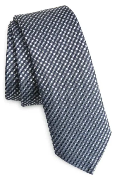 Hugo Boss Geometric Silk Blend Tie In Dark Blue