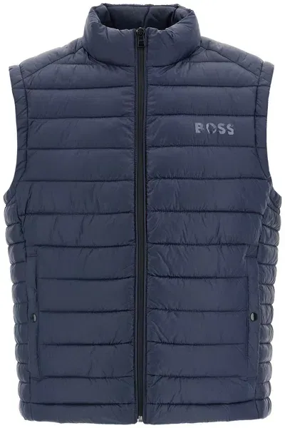 Hugo Boss Calano Quilted Puffer Vest In Blue